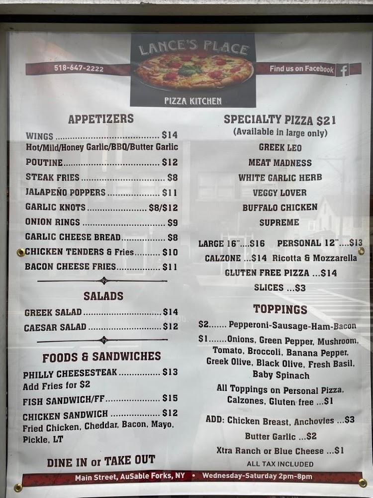 Lance's Place Menu image 2